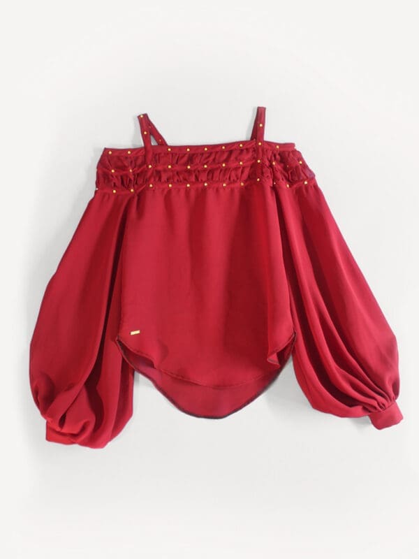 'Matilda' Studded Cold-Shoulder Blouse – Edgy Statement Top